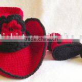Wholesale Hot Sale Kids Cowboy Clothes Set Crochet Handmade Hats Clothing For Baby thumbnail-4