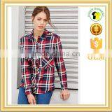 Flannel Button Front Shirt Wholesale Long Sleeve Plaid Shirt for Women thumbnail-1