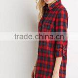 Longline Plaid Flannel Shirt High Quality Blouse OEM Women's Shirts thumbnail-4
