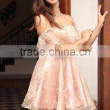 Custom Off Shoulder Flower Mesh Summer Dress Women Elegant High Waist Mini Dress Fashion Strapless Party Dress thumbnail-4