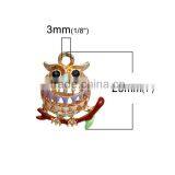 Halloween Owl Animal Gold Plated Multicolor Black Rhinestone Enamel Zinc Based Alloy 3D Charms thumbnail-2
