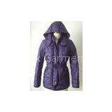 Fashion Purple Womens Long Down Coat , Windproof Duck Feather Outerwear