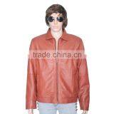 TAN BROWN SHORT BODY LEATHER JACKET thumbnail-1