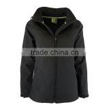 201502004033 Women's Plain Black Color Custom Softshell Jacket Waterproof Breathable 100% Polyester Soft Shell Jacket thumbnail-5