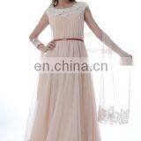 C5017 Round Neckline Lace Keyhole Back Long Length Tull Evening Dress thumbnail-1
