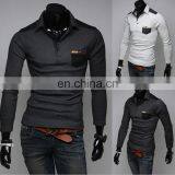 China Supplier 2016 New Men's Stylish Long Sleeve T-shirts Slim Fit Casual Polo T-shirts Tops thumbnail-1