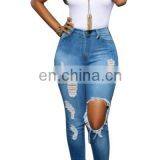 New Arrival Light Blue Top Design Ladies New Style Jeans thumbnail-1