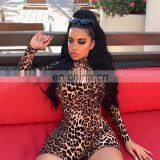 Women Long Sleeves Animal Print Mock Neck Sexy Bodysuit thumbnail-3
