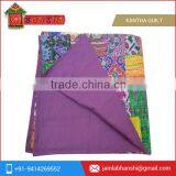 Silk Patchwork Quilt Vintage Old Patola Indian Sari Kantha Quilted Throws,Gudari Handmade Tapestery Twin Bedding thumbnail-2