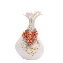 Hollow Modern Simple Gild Creative White Ceramic Flower Vase For Living Room Decor thumbnail-5