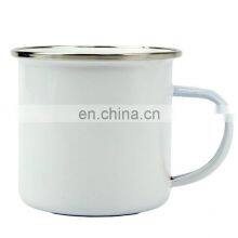 Wholesale Ceramic Cup With Stainless Steel Rim, Personalized Enamel Coffee Camping Mug thumbnail-5