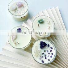 ENO Custom Wholesale Luxury Soy Wax Aromatherapy Glass Jar With Flower Decoration Scented Crystal Stone Candle thumbnail-2