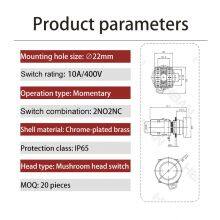 Ip65 22mm Chrome Plated Brass Green Mushroom Head 20a 1no1nc Waterproof Push Button Switches Reset thumbnail-2