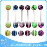 Factory Direct Sale Surgical Steel Women Colorful Resin Ball Best Design Tongue Ring thumbnail-2