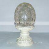 Clear Crackle Egg Ball Large Resin Finials Decoration For Homes