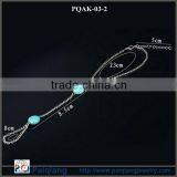 China Wholesale Fashion Hot Selling Silver Chains Double Turquoise Bead Anklet thumbnail-3