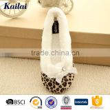 leopard hairy elegant ribbon indoor dance shoes