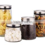 SINOGLASS trade assurance 4pcs glass storage jar with metal lid