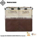 Foldable Bin Bags Section Basket Double Laundry Sorter Hamper Light & Dark thumbnail-2