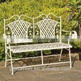 Folding Antique French Style Folding Wrought Iron Garden Bench thumbnail-1