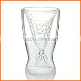 New design fashion double clear drinking glass cup 100ml