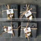 Irregular Leaf Shape Black Rough Edge Slate Coaster With thumbnail-5