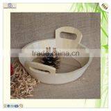 Customized Handmade Handle Round Wood Organizer Tray thumbnail-3