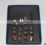 Steel Cutlery Set With Bone and Metal Mosaic Round Handle thumbnail-1