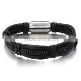 2017 New Stainless Steel Jewelry Leather Braided Bracelet for Men thumbnail-1