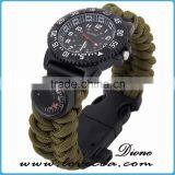 Hiking&camping 480 Paracord Survival Waterproof Quartz Watch Bracelet With Compass Thermometer Firestarter Whistle thumbnail-4