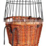 Wicker Bicycle Basket Dog Bike Basket With Wire Lid thumbnail-1