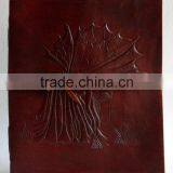 Handmade Genuine Embossed Lady Under Tree Strap Closure Leather Notebook thumbnail-1