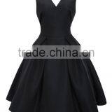 Elegant V-neckline Silk Faille Fabric Cocktail Dress Pleated Flounced Skirt Vintage Dress Evening Party Gown 2016 HSD5744 thumbnail-5