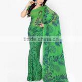 2016 Indian Traditional Saree Print Series Chiffon Long Irregular Women Dress thumbnail-6