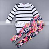 Baby Girls Punjabi Suits Designs Boutique Children Clothing Long Sleeve Tshirt and Floral Pants 2 Pieces Set for Autumn 2016 thumbnail-2