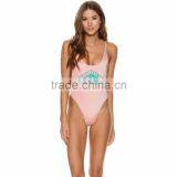 Sunny Day Seaside Party One Piece Hi Cut Leg Openings Sexy Lady Swimsuit Custom Nylon Spandex Women One Piece Swimwear Wholesale thumbnail-2