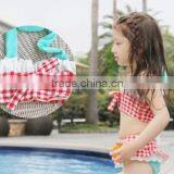 Gingham Swimsuit With Lace Trimming Little Girl Sling Swimwear Summer Bikini thumbnail-3