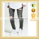 Latest Design High Quality Men 's Khaki Denim Men's Strech Biker Big Holes Jeans Made in China thumbnail-1