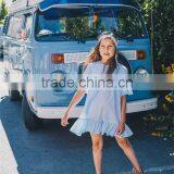 Sky Blue Plaid New Model Girl Dress Fashion Childrens Plus Size Dresses thumbnail-1