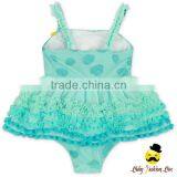 Kids Plain Color Ocean Mint Green Girl Strap Kids Little Girl Modeling One Piece Beach Clothes Swimwear Dress thumbnail-1