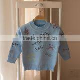 S32907W Kids Girls Pullover Sweater O-Neck Cute Words Embroidery High Quality Sweaters thumbnail-2