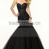 2016 Prom Dresses Sweetheart Beaded Bodice Mermaid Tulle Lace Up thumbnail-4