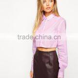 Crop Shirt in Candy Pink Stripe thumbnail-1