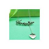 Pave Heart Drop 925 Silver Necklace Set Paypal !!!