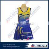OEM Sublimation Netball Dresses With Shorts Inside, Lycra Netbll Boadysuit,custom Made Sublimation Printing Netball Dress thumbnail-1