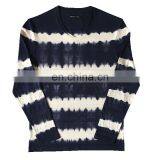 100% Cotton Customized Brand Men's Knitted Long Sleeve V-neck Tie-dyed Technics T-shirt thumbnail-1