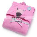 Kids Gift Custom LOGO Beautiful Pink Flamingo 100% Cotton Bamboo Hooded Baby Towel