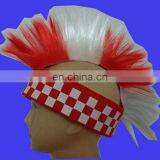 Fancy Croatia Mohawk Wig in Red and White Colour thumbnail-1