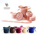 Round Shaped Velvet Ring Jewelry Gift Packaging Box With Ribbon Design Urbrand thumbnail-1