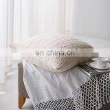 RAWHOUSE Home Decor Knitted Pillow Cover Geometric Soft Square White Plain Knit Cover Cushions thumbnail-2